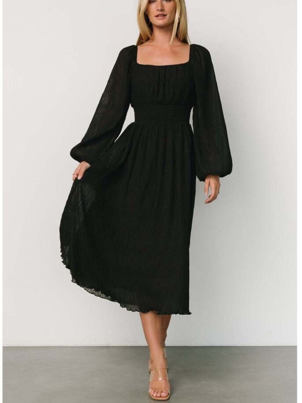NWT Baltic Born Dalton Pleated Black Midi Dress Size M